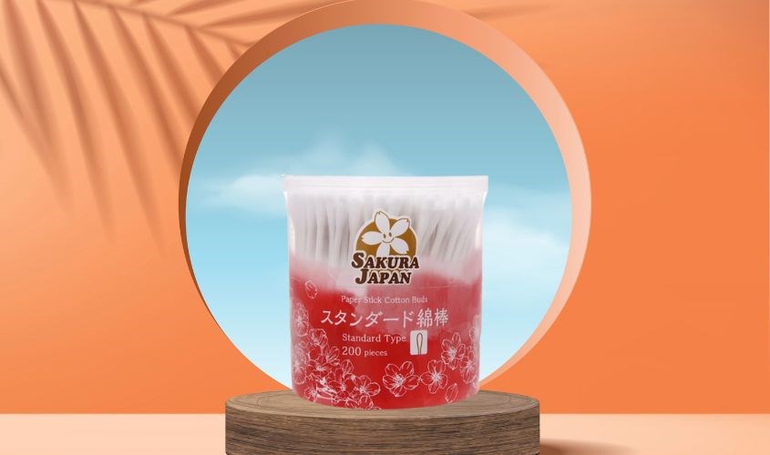 Tăm bông kháng khuẩn Sakura TB01 đầu tiêu chuẩn hũ 200 cây