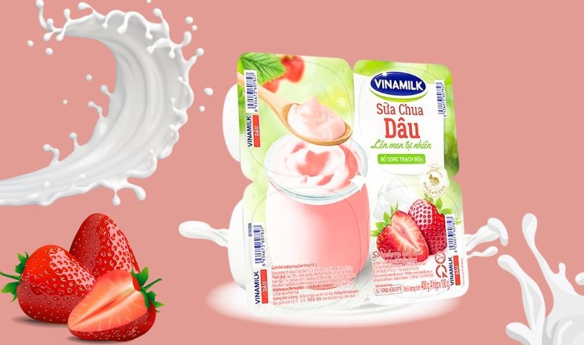 Lốc 4 hộp sữa chua trái cây Vinamilk vị dâu 100g
