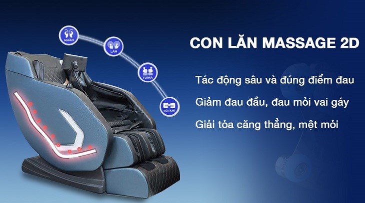 Con lăn massage 2D trên ghế massage Fuji Care FC 999 giúp giảm đau nhức và tăng cường sức khỏe toàn diện