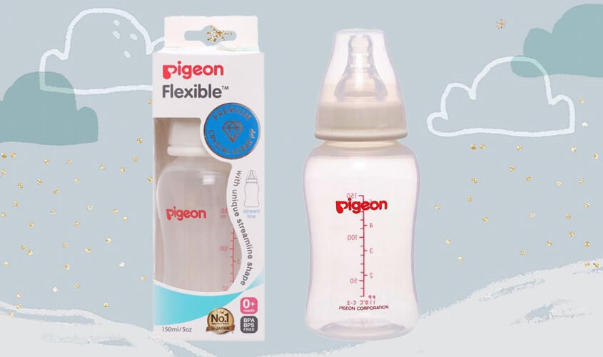 Bình sữa nhựa PP Pigeon Streamline cổ hẹp 150 ml Bình sữa nhựa PP Pigeon Streamline cổ hẹp 150 ml