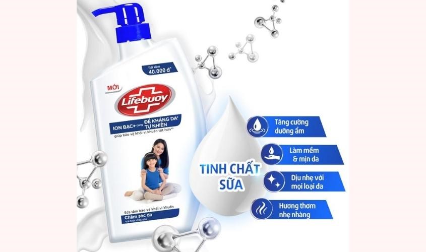 Acid Lauric trong sữa tắm giúp kháng khuẩn và loại bỏ vi khuẩn xuất hiện trên da