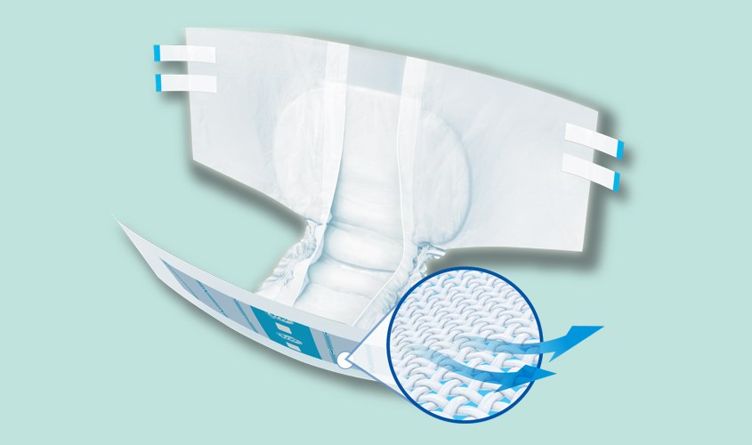 Tã giấy có khóa dán ôm gọn phần hông thích hợp cho người bị hạn chế đi lại