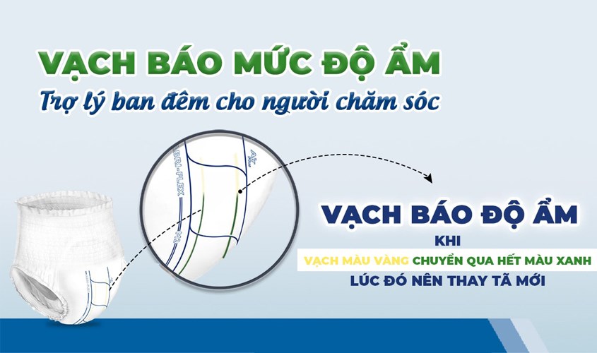 Chọn tã giấy cho người lớn có hiển thị mức độ ẩm ướt để nhận biết thời điểm thay tã thích hợp