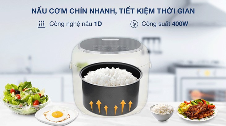 Nồi có thể tự động điều chỉnh nhiệt độ và thời gian nấu theo chương trình cài đặt sẵn tiện lợi