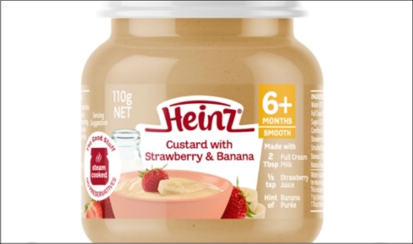 Dinh dưỡng trái cây nghiền Heinz chuối, dâu hũ 110g (từ 6 tháng)