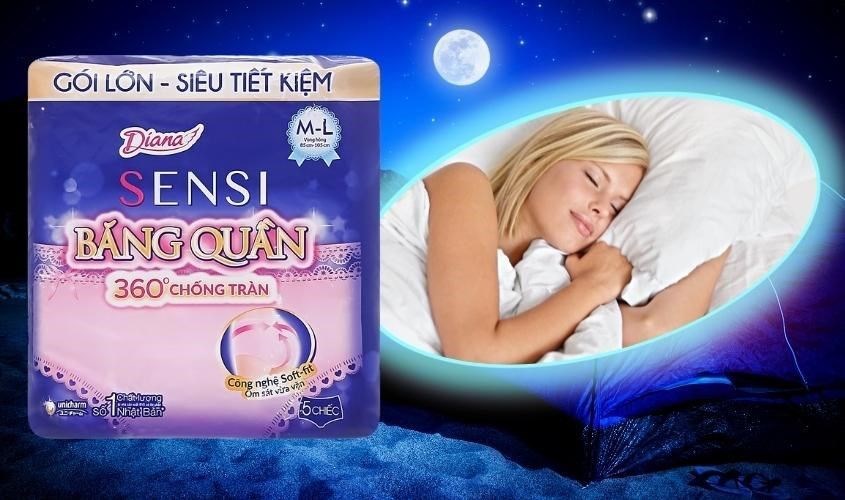 Băng quần ban đêm Diana Sensi 360° chống tràn 5 miếng
