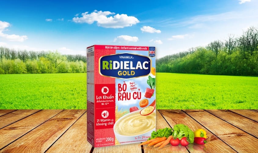 Bột ăn dặm Vinamilk RiDielac Gold bò, rau củ hộp 200g (7 - 24 tháng)