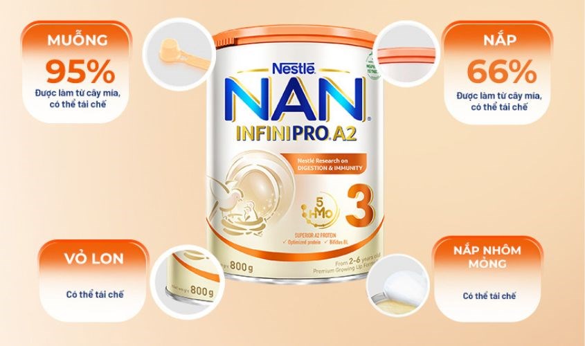 Sữa Bột Nestlé Nan Infinipro A2 Số 3 800G (2 - 6 Tuổi)