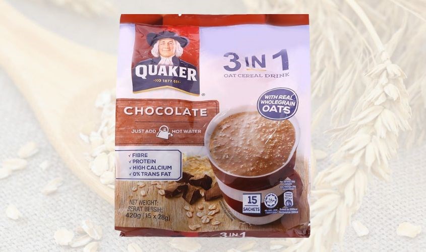 Yến mạch nguyên chất cán mỏng vị chocolate Quaker 420g (dành cho bé từ 3 tuổi)