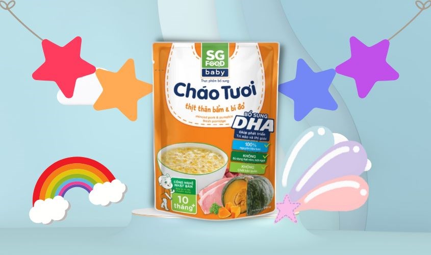 Cháo tươi SG Food Baby vị thịt thăn bằm, bí đỏ gói 240g (từ 10 tháng)