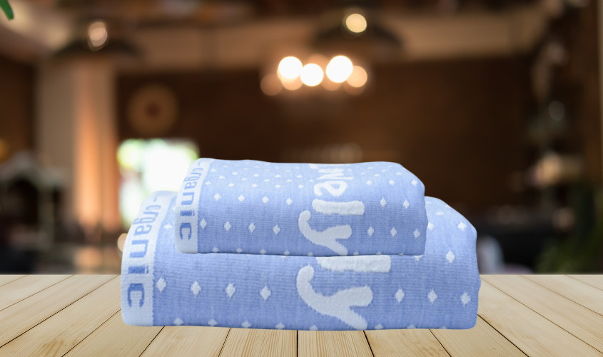 Khăn tắm cotton organic Mollis BM3Q 90x100 cm - Màu xanh