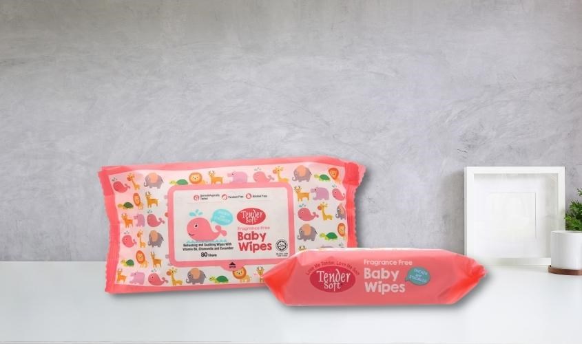 Khăn ướt em bé Tender Soft Baby Wipes không mùi gói 80 miếng