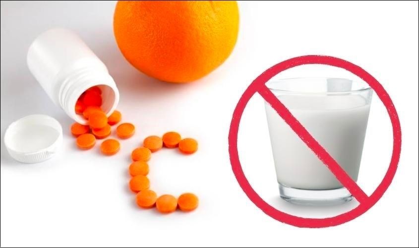 Không uống Vitamin C cùng với sữa tươi