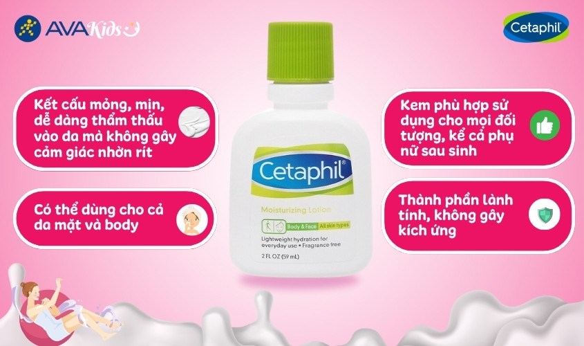 Kem dưỡng ẩm dạng sữa cho da mặt và toàn thân Cetaphil Face & Body Moisturizing Lotion 59 ml