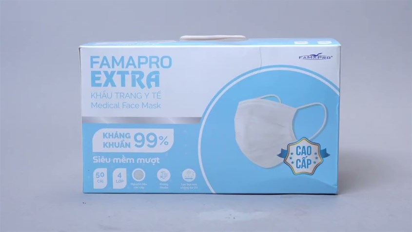 Hộp 50 cái khẩu trang y tế FAMAPRO Extra 4 lớp