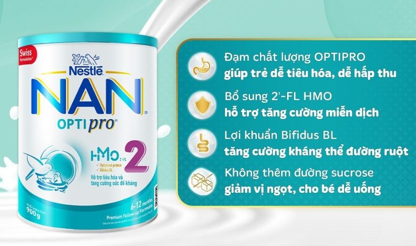 Sữa bột NAN Optipro số 2 900g (6 - 12 tháng)