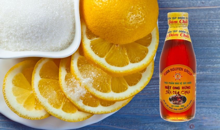 Mật ong rừng nguyên chất pha sữa ong chúa Xuân Nguyên 200 ml với chanh, đường dùng để tẩy lông chân
