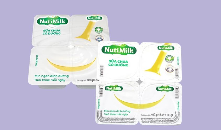  Lốc 4 hộp sữa chua có đường Nutimilk 100g