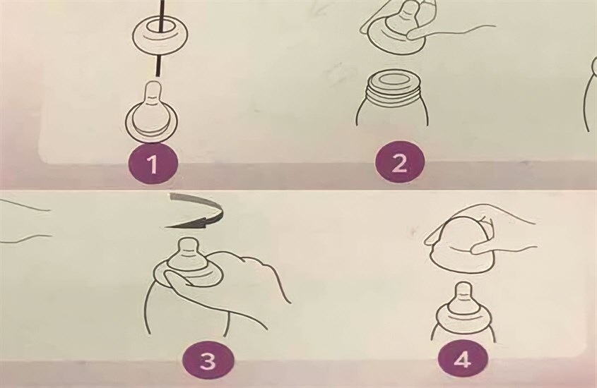 Cách lắp núm ty cho bình Pigeon cổ hẹp