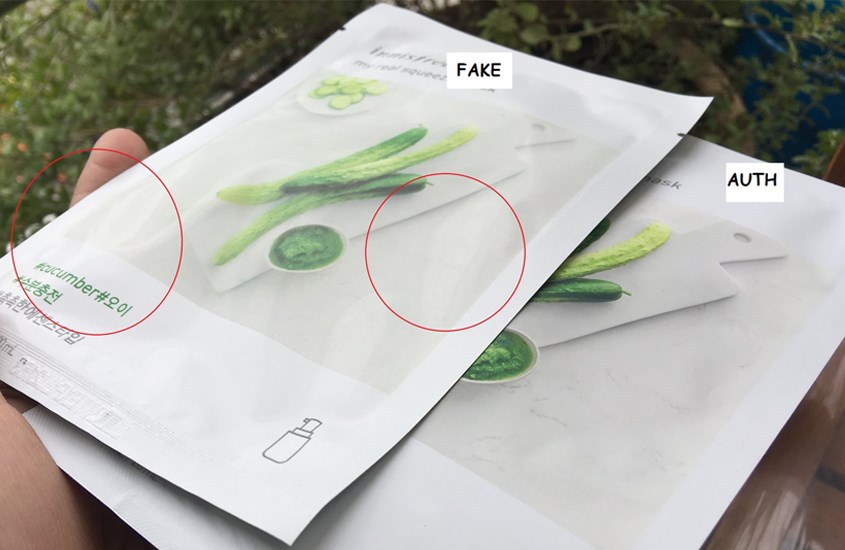 Phân biệt mặt nạ Innisfree thật giả qua bề ngoài của bao bì