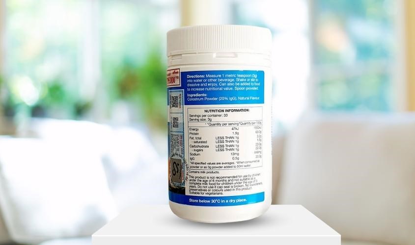 Bảng thành phần sữa non Bảng thành phần sữa non