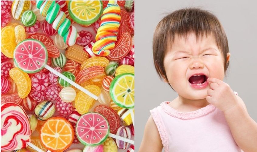 Hạn chế bé 2 tuổi ăn nhiều kẹo vì chúng là nguyên nhân khiến bé bị sâu răng và sún răng