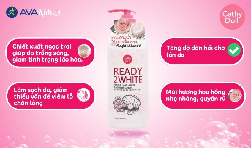 Sữa tắm Cathy Doll Ready 2 White hương hoa hồng 500 ml
