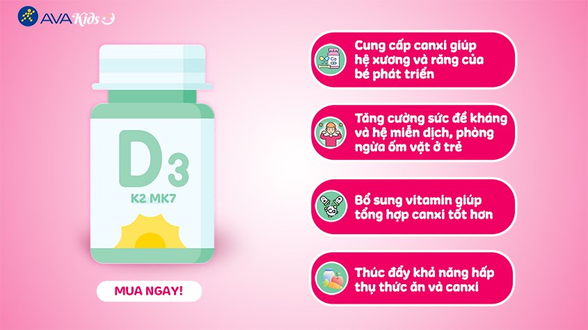 Công dụng của Vitamin D3 K2 MK7 đối với trẻ