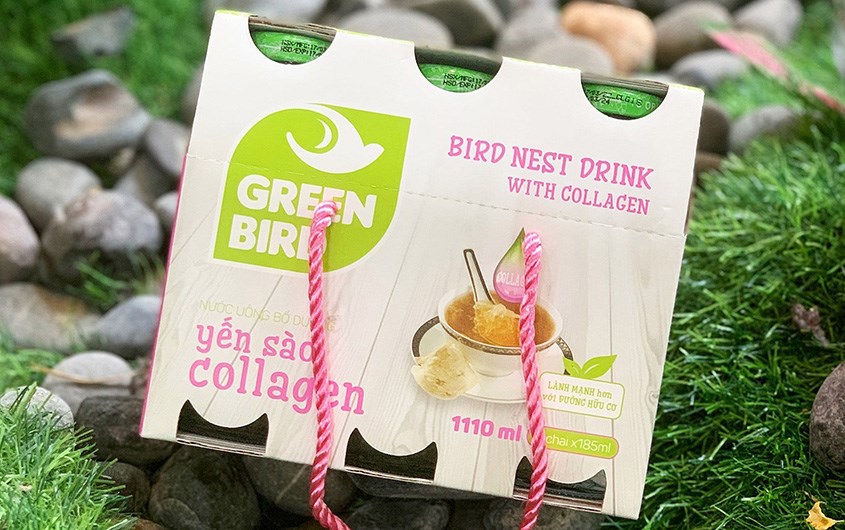 Lốc 6 chai nước yến sào collagen Green Bird 185 ml