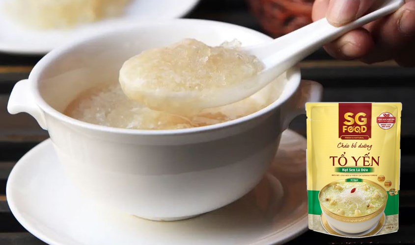 Cháo bổ dưỡng SG Food vị tổ yến, hạt sen và lá dứa gói 240g