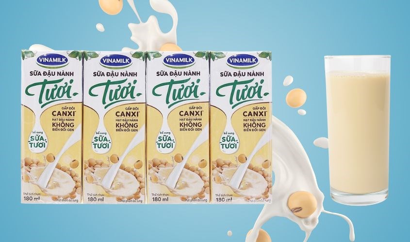 Lốc 4 hộp sữa đậu nành tươi Vinamilk 180 ml bổ sung Collagen hiệu quả