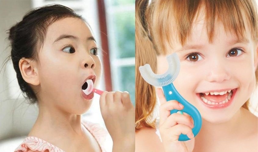 Bàn chải đánh răng hình chữ U giúp bé vệ sinh răng miệng sạch sẽ