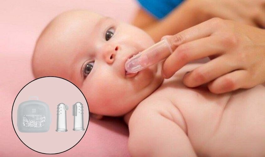 Bộ bàn chải và rơ lưỡi xỏ ngón Marcus & Marcus MNMRC01 silicone cho trẻ sơ sinh Bộ bàn chải và rơ lưỡi xỏ ngón Marcus & Marcus MNMRC01 silicone cho trẻ sơ sinh