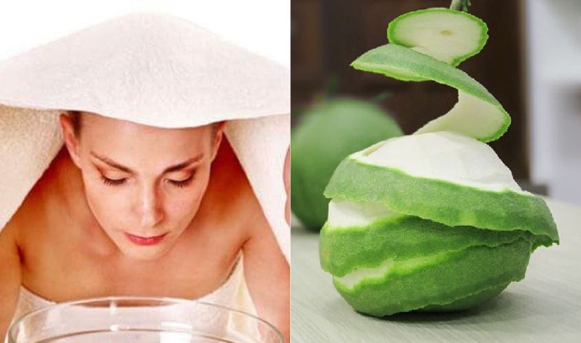 Xông mặt với vỏ bưởi giúp giảm lão hóa