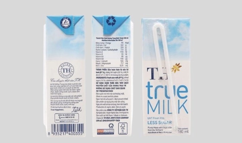 Lốc 4 hộp sữa tươi TH true MILK ít đường 180 ml (từ 1 tuổi)