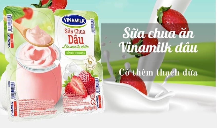Lốc 4 hộp sữa chua trái cây Vinamilk vị dâu 100g