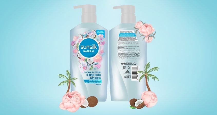 Dầu gội Sunsilk Natural dưỡng ngăn gãy rụng màu xanh nước biển