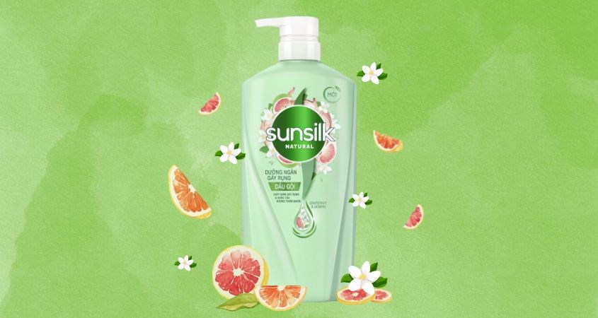 Dầu gội Sunsilk Natural dưỡng ngăn gãy rụng màu xanh lá cây