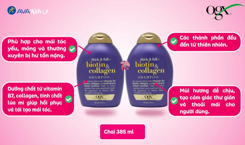 Dầu gội OGX Thick Full Biotin Collagen 385 ml