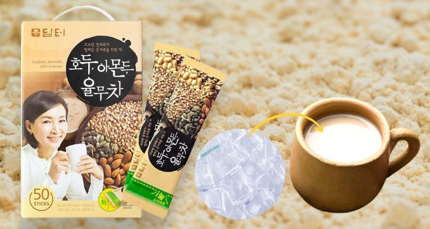 Thêm đá viên vào ly vào thưởng thức bột ngũ cốc Damtuh mát lạnh Thêm đá viên vào ly vào thưởng thức bột ngũ cốc Damtuh mát lạnh