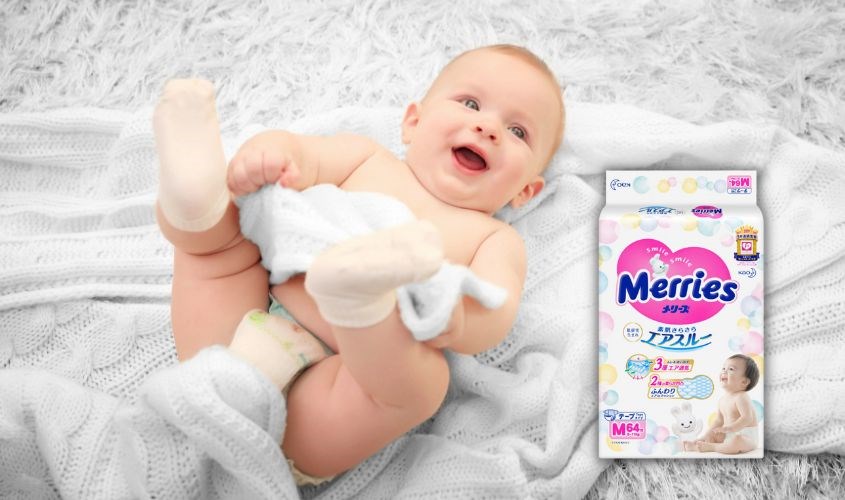 Tã dán Merries size M 64 miếng (6 - 11 kg)