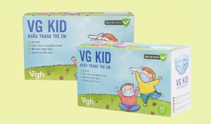 Hộp 20 cái khẩu trang cho bé VGH KID 3 lớp mang đến cảm giác dễ chịu và thoải mái cho bé khi sử dụng