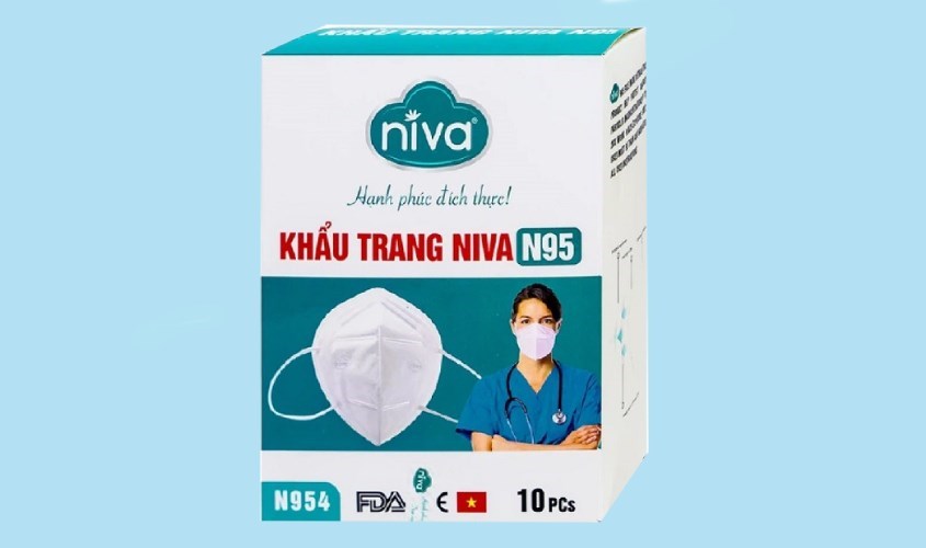 Hộp 10 cái khẩu trang Niva N95 4 lớp sử dụng hiệu quả trong môi trường y tế, công nghiệp độc hại