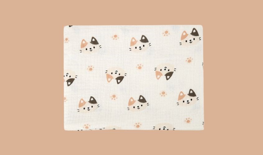 Khăn tắm cotton Bessla 2 lớp 90x100 cm - Mèo hai màu