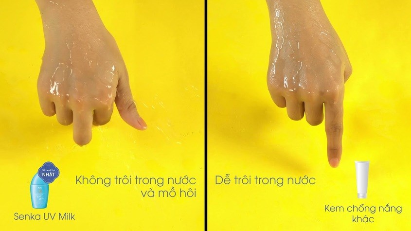 Kem chống nắng Senka với công nghệ water resistance