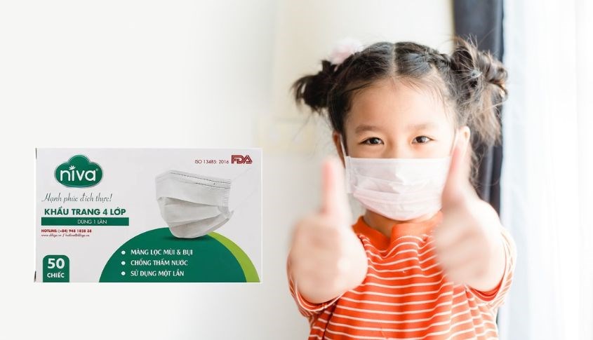 Hộp 50 cái khẩu trang kháng khuẩn Niva 4 lớp 