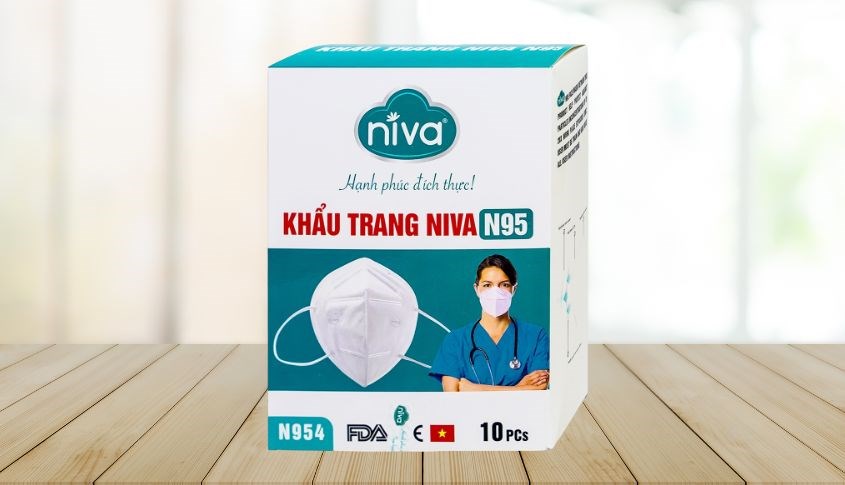 Hộp 10 cái khẩu trang y tế Niva N95 4 lớp