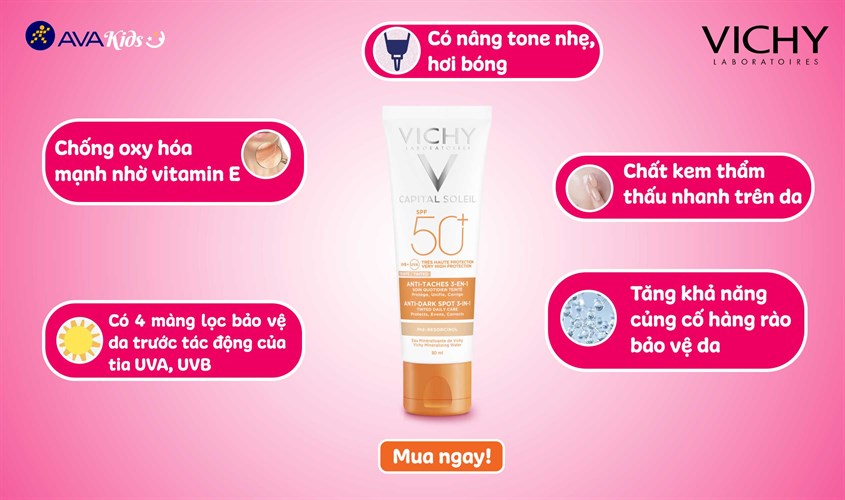 Kem chống nắng không gây bóng nhờn Vichy Capital Soleil SPF 50+ PA++++ 50ml