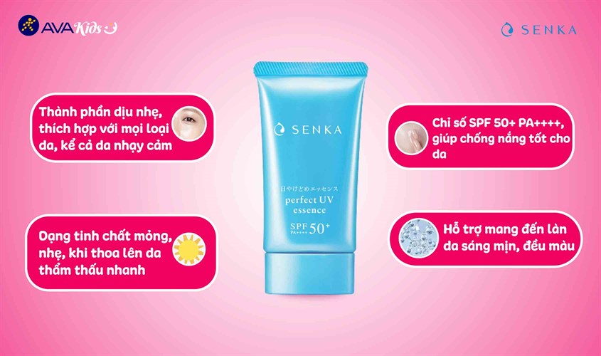 Kem chống nắng Senka Perfect UV Essence phù hợp với làn da tuổi dậy thì
