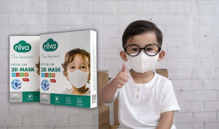 Hộp 15 cái khẩu trang y tế 3D cho bé Niva 3 lớp